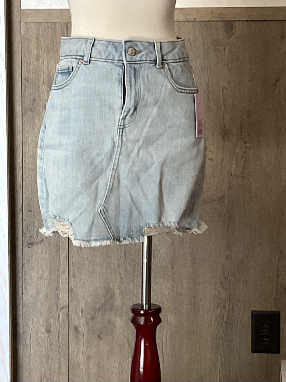 wild fable Light Blue Distressed Denim Mini Skirt